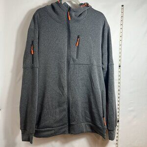 Men's soft texture‎ pocketed dark gray zippered hoodie sweatshirt XXL